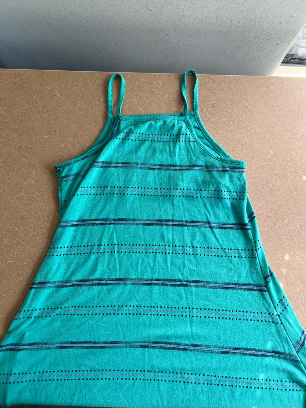Girls Turquoise Striped Tank Dress